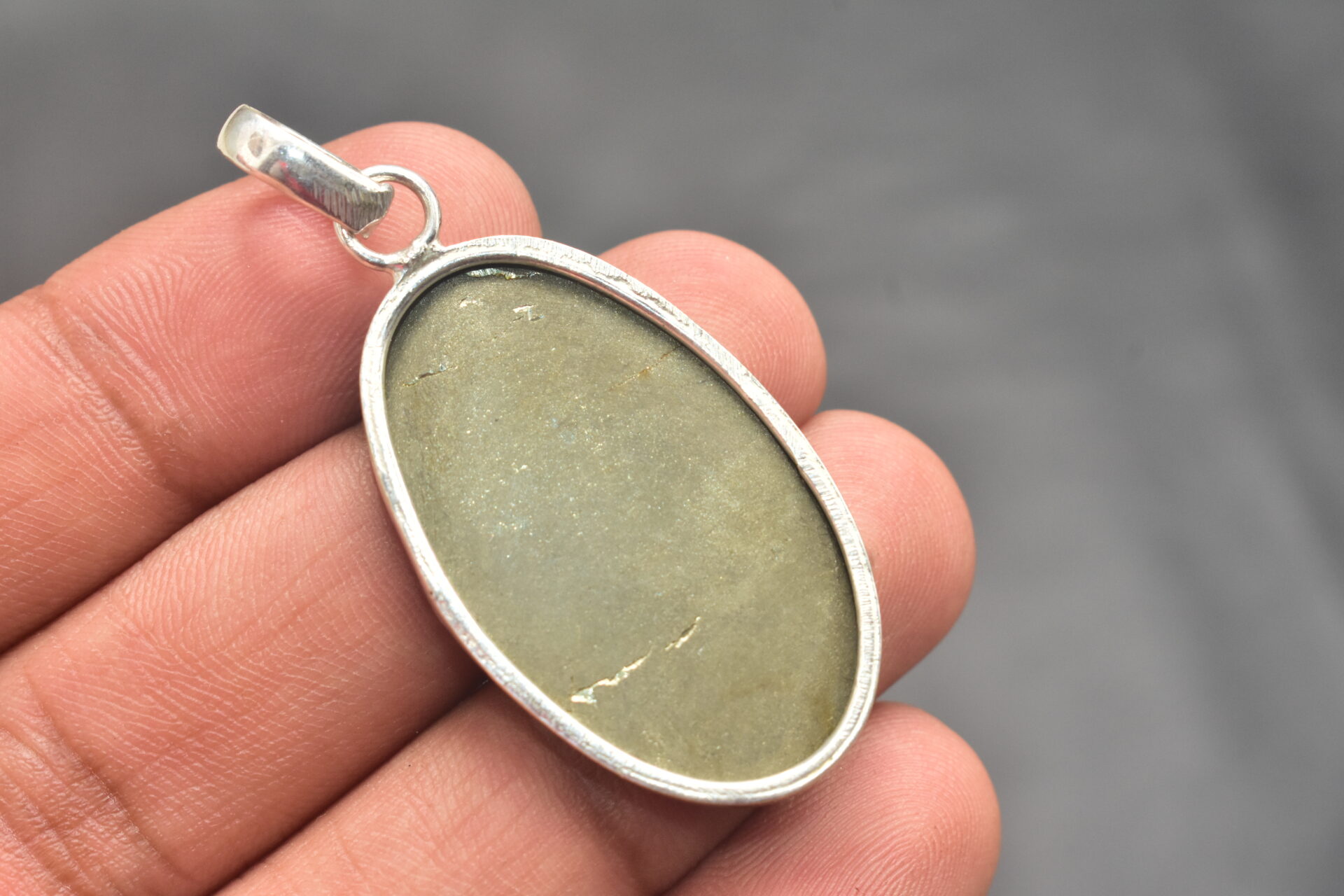Pyrite Cabochon / Plated Silver Pendant / For Jewelry / Oval Shape / Loose Gemstone Jewelrys A-258 - Image 5
