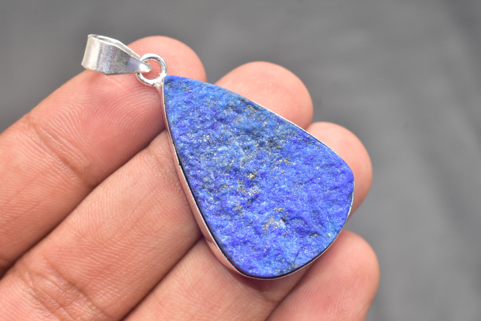 Lapis Lazuli Cabochon / Plated Silver Pendant / For Jewelry / Pear Shape / Loose Gemstone Jewelrys A-261 - Image 6