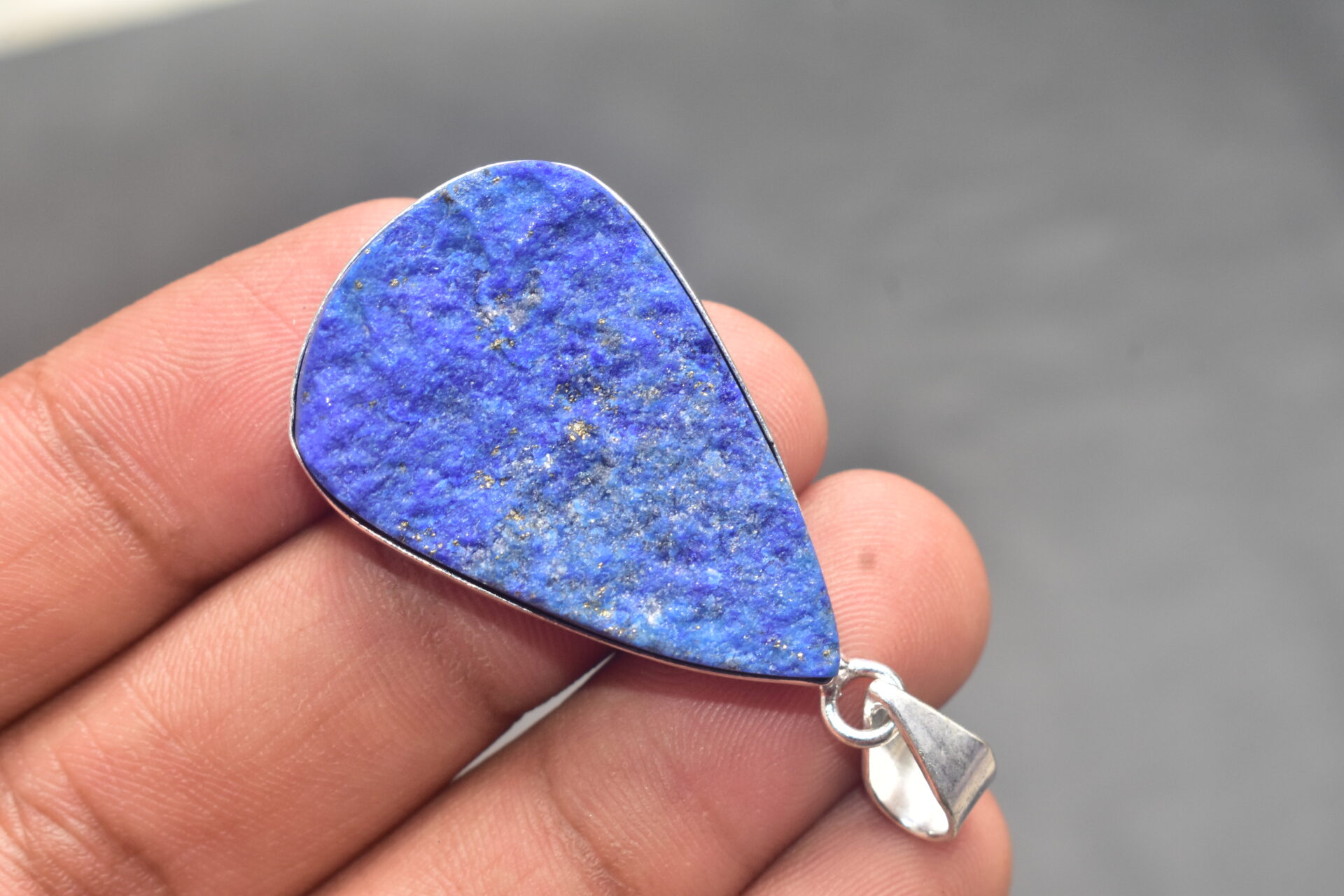 Lapis Lazuli Cabochon / Plated Silver Pendant / For Jewelry / Pear Shape / Loose Gemstone Jewelrys A-261 - Image 5