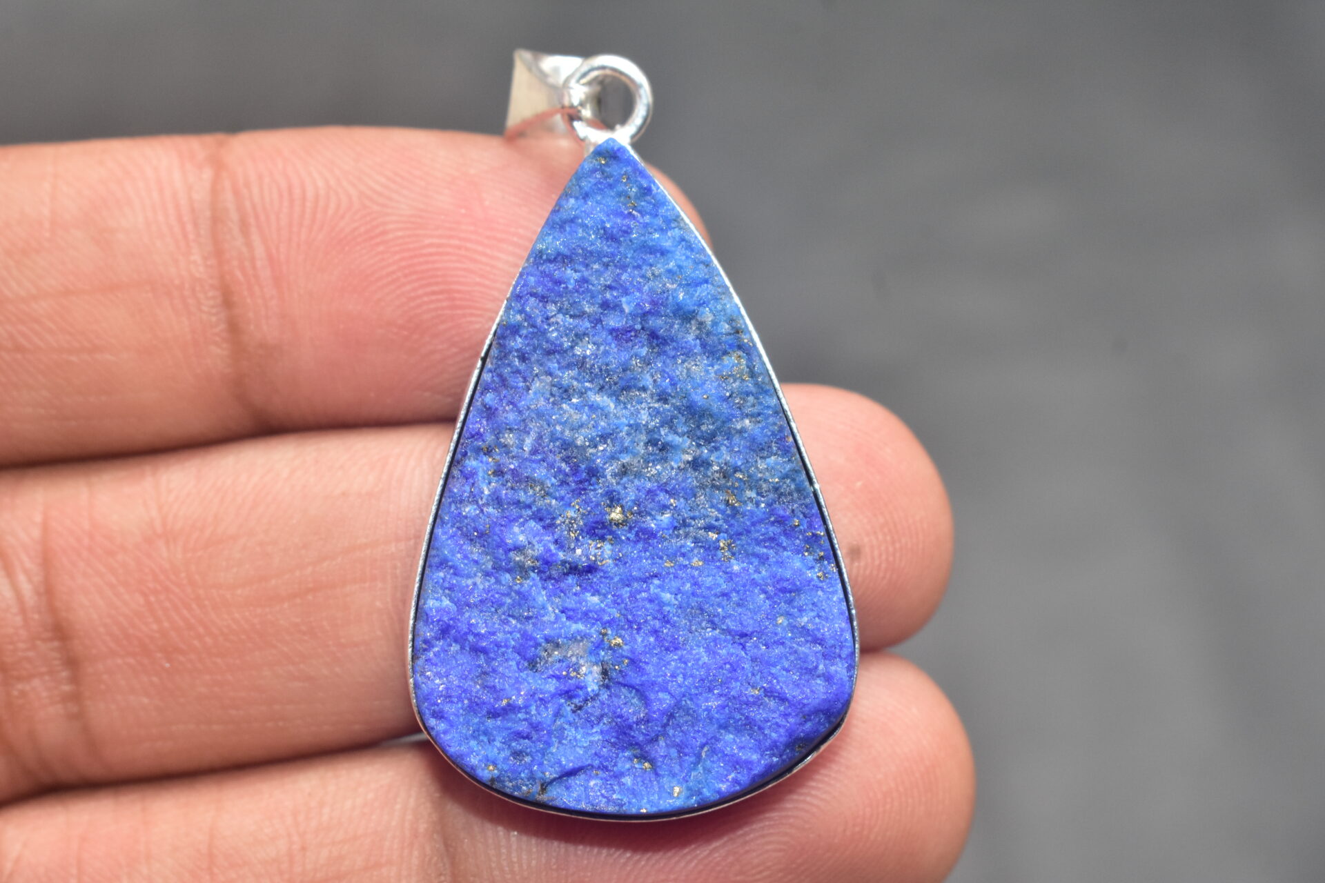 Lapis Lazuli Cabochon / Plated Silver Pendant / For Jewelry / Pear Shape / Loose Gemstone Jewelrys A-261