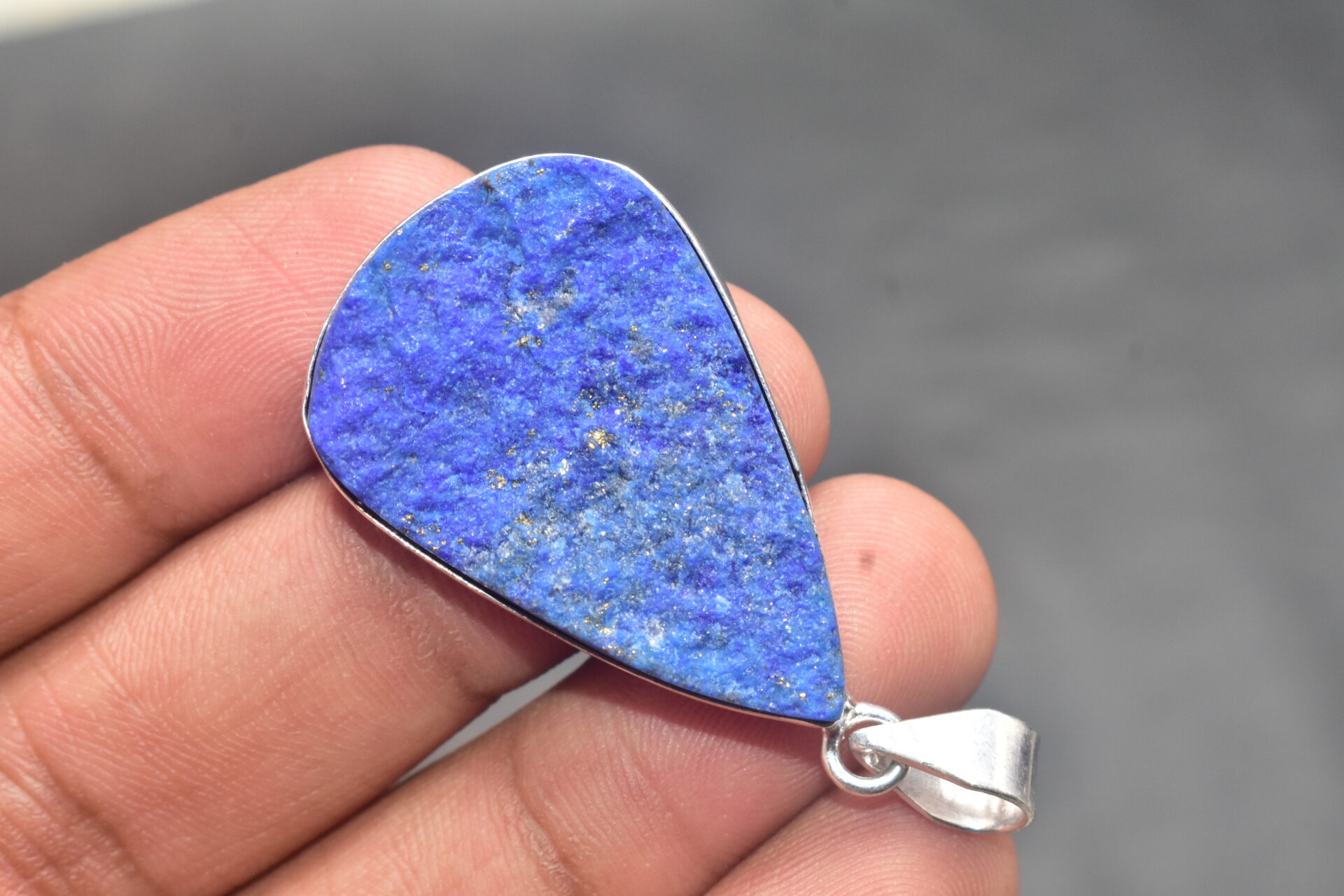 Lapis Lazuli Cabochon / Plated Silver Pendant / For Jewelry / Pear Shape / Loose Gemstone Jewelrys A-261 - Image 3