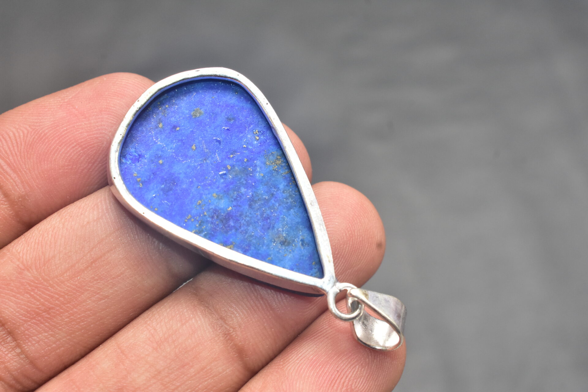 Lapis Lazuli Cabochon / Plated Silver Pendant / For Jewelry / Pear Shape / Loose Gemstone Jewelrys A-261 - Image 2