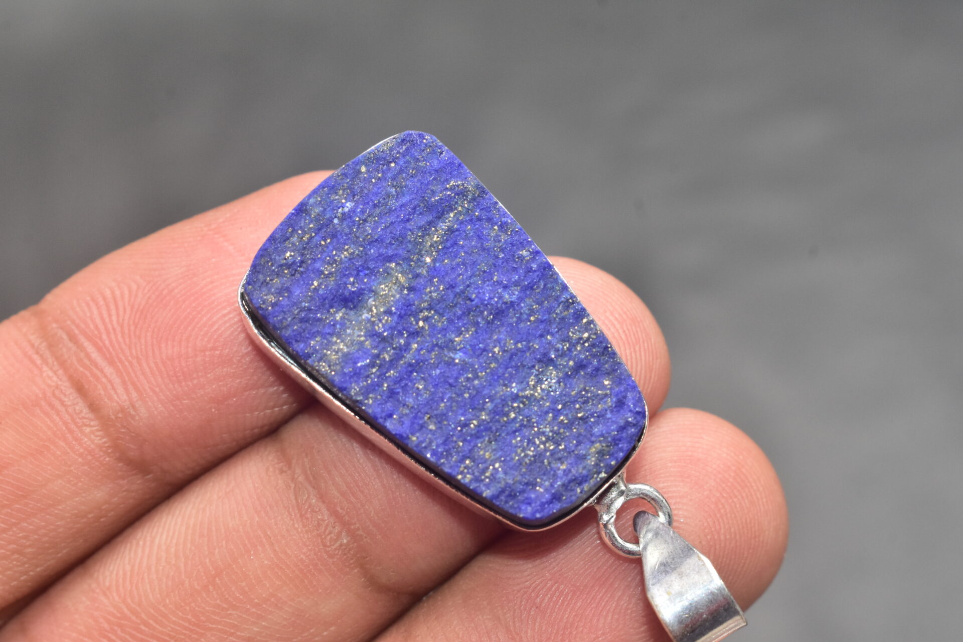 Lapis Lazuli Cabochon / Plated Silver Pendant / For Jewelry / Freeform Shape / Loose Gemstone Jewelrys A-260 - Image 4