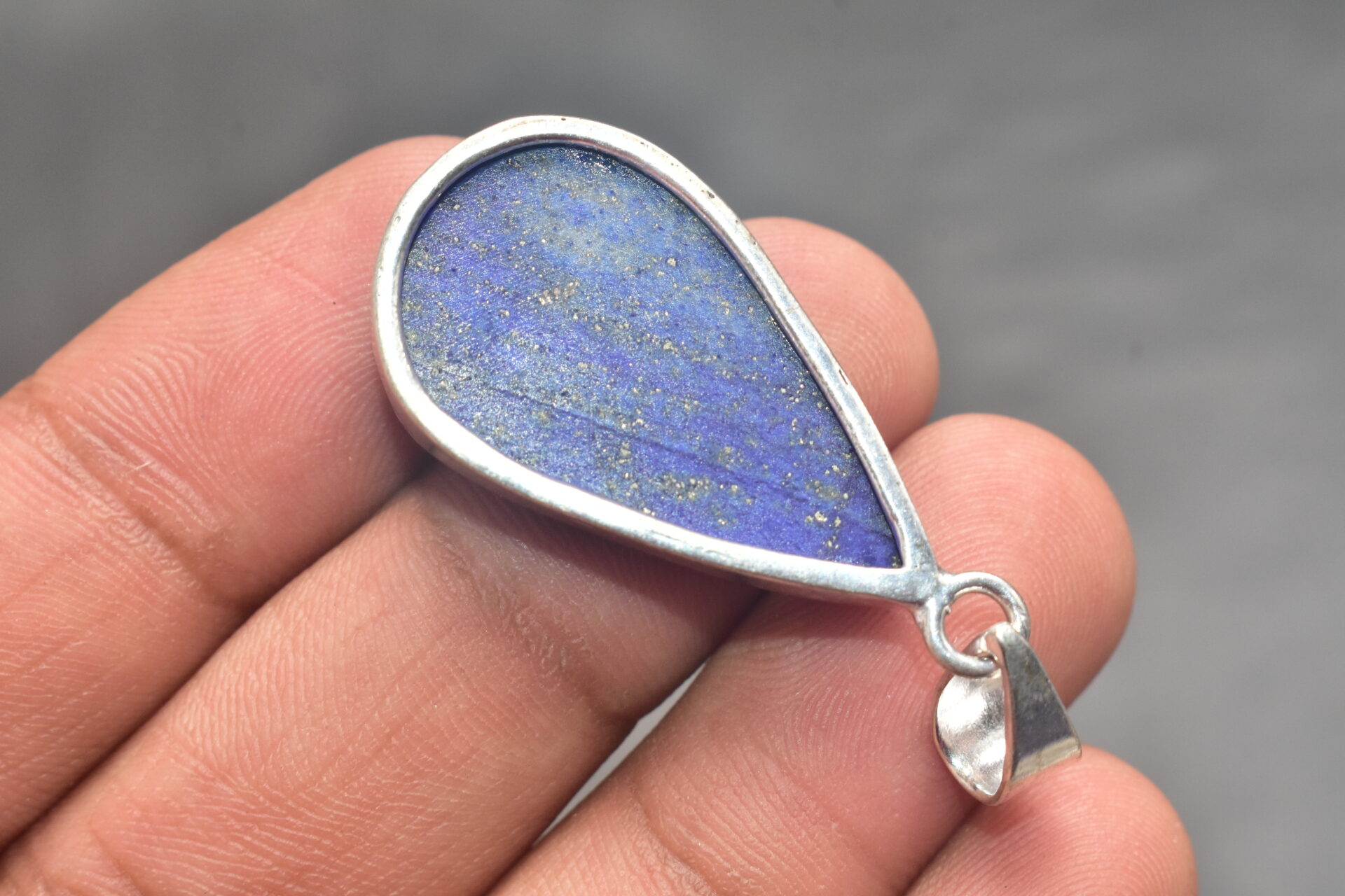 Lapis Lazuli Cabochon / Plated Silver Pendant / For Jewelry / Pear Shape / Loose Gemstone Jewelrys A-268 - Image 6