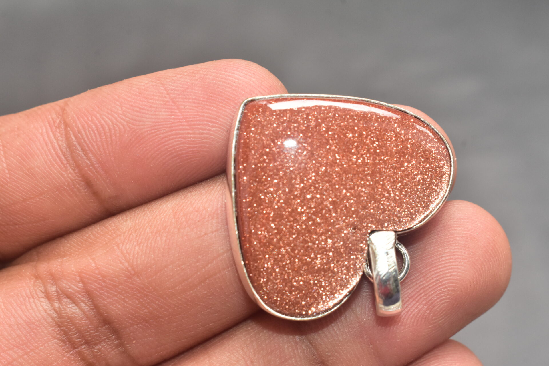 Sun Sitara Cabochon / Plated Silver Pendant / For Jewelry / Heart Shape / Loose Gemstone Jewelrys A-275 - Image 4