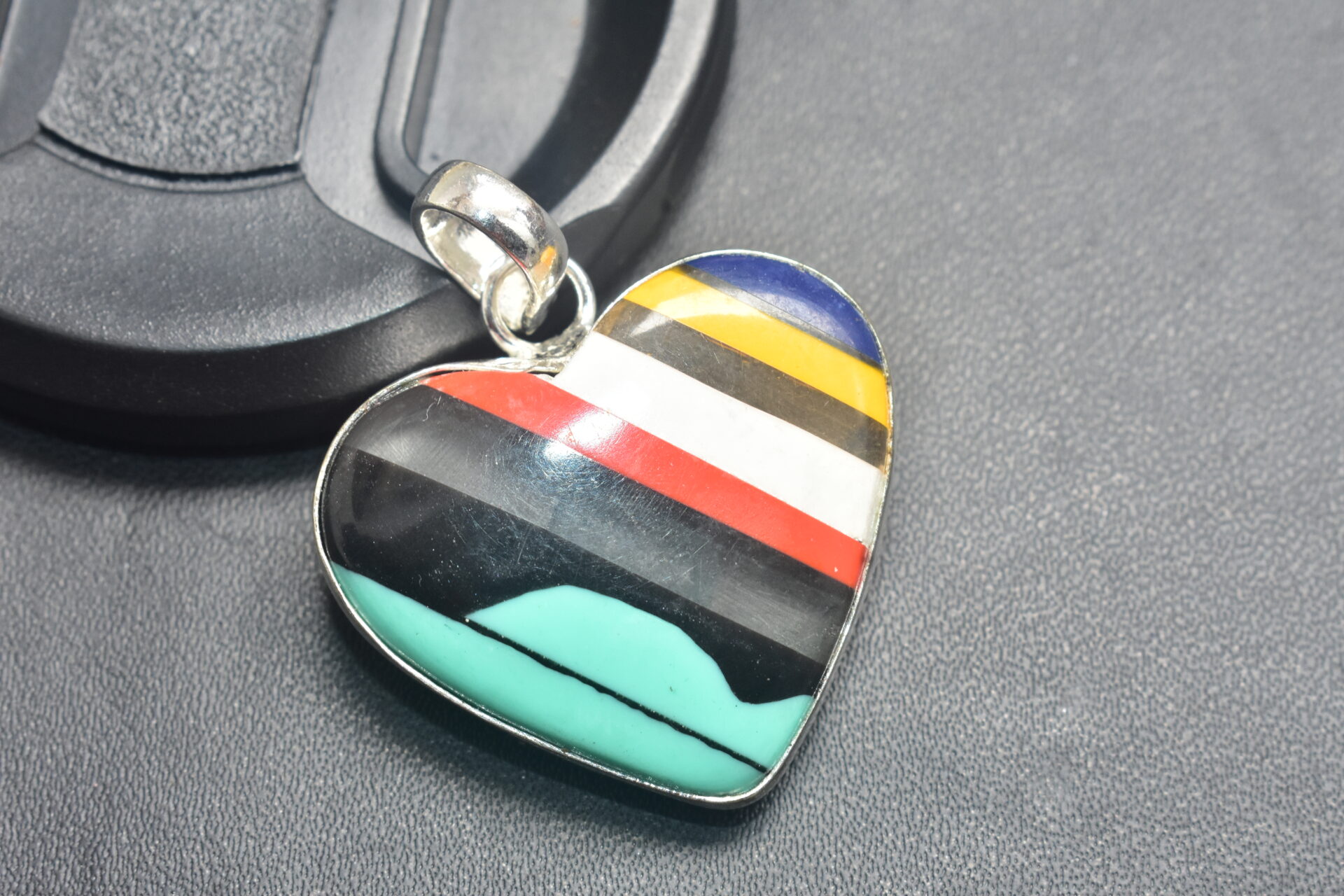 Surfite Cabochon / Plated Silver Pendant / For Jewelry / Heart Shape / Loose Gemstone Jewelrys A-266