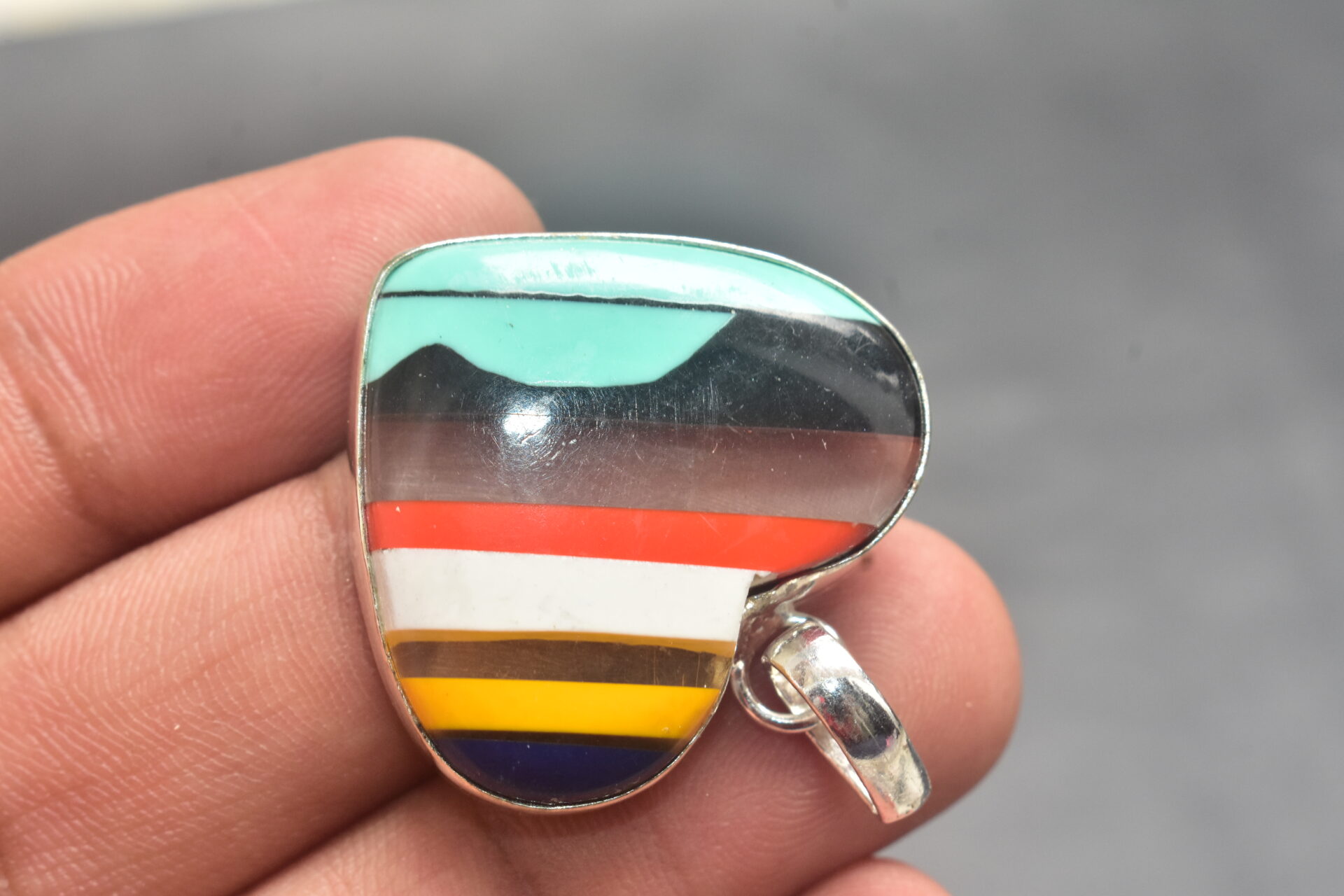 Surfite Cabochon / Plated Silver Pendant / For Jewelry / Heart Shape / Loose Gemstone Jewelrys A-266 - Image 4