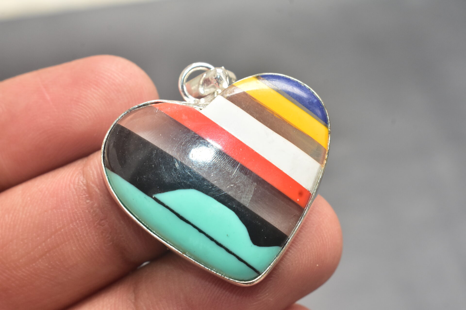 Surfite Cabochon / Plated Silver Pendant / For Jewelry / Heart Shape / Loose Gemstone Jewelrys A-266 - Image 5