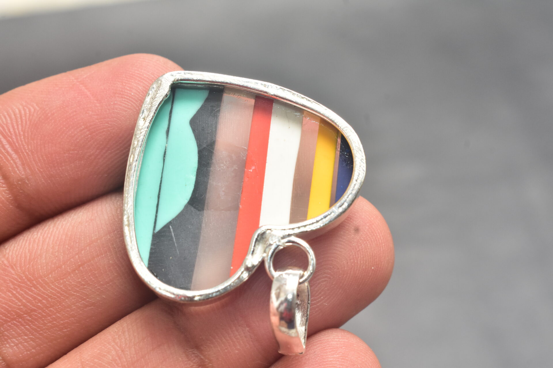 Surfite Cabochon / Plated Silver Pendant / For Jewelry / Heart Shape / Loose Gemstone Jewelrys A-266 - Image 6