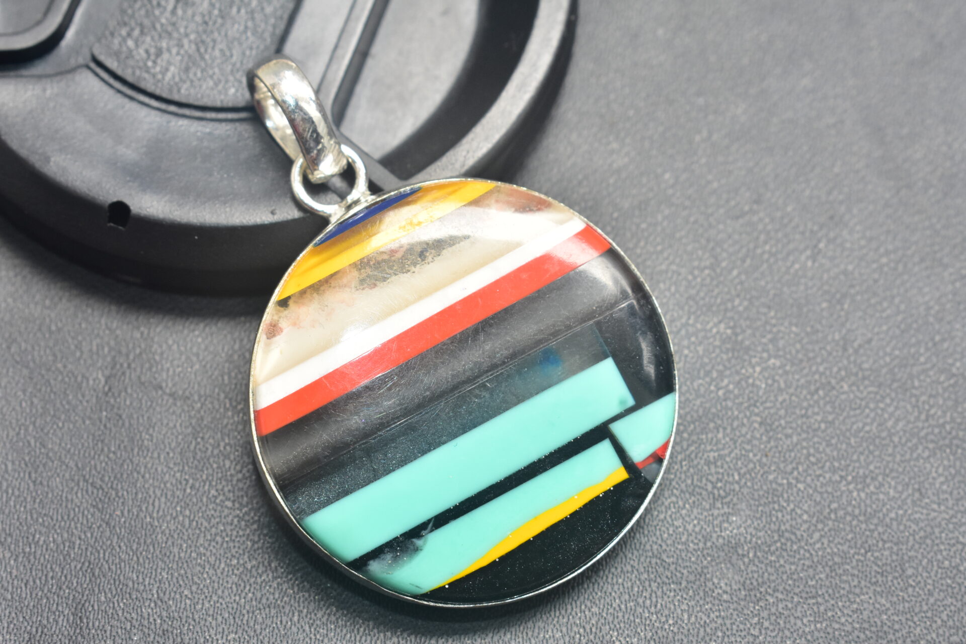 Surfite Cabochon / Plated Silver Pendant / For Jewelry / Round Shape / Loose Gemstone Jewelrys A-267