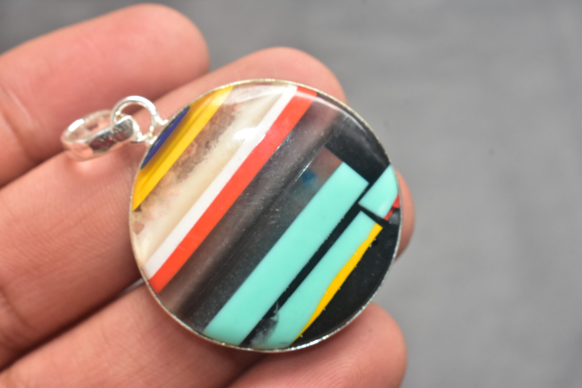 Surfite Cabochon / Plated Silver Pendant / For Jewelry / Round Shape / Loose Gemstone Jewelrys A-267 - Image 4