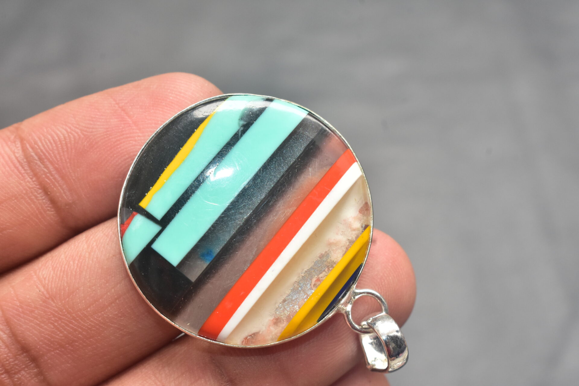 Surfite Cabochon / Plated Silver Pendant / For Jewelry / Round Shape / Loose Gemstone Jewelrys A-267 - Image 3