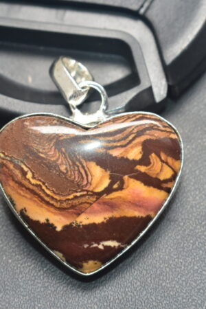 Outback Jasper Cabochon / Plated Silver Pendant / For Jewelry / Heart Shape / Loose Gemstone Jewelrys A-289