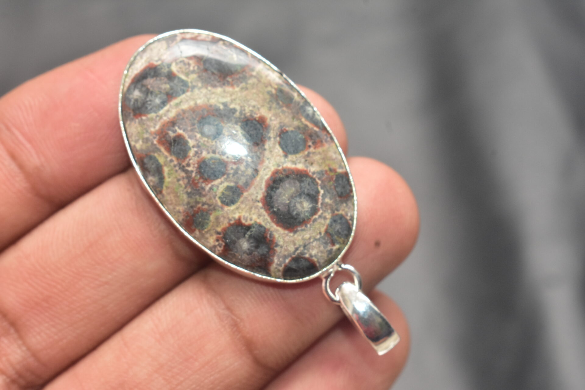 Viper Skin Jasper Cabochon / Plated Silver Pendant / For Jewelry / Oval Shape / Loose Gemstone Jewelrys A-258 - Image 3