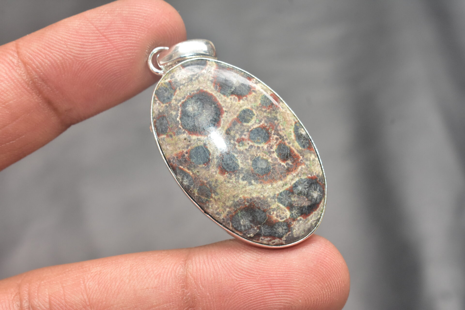 Viper Skin Jasper Cabochon / Plated Silver Pendant / For Jewelry / Oval Shape / Loose Gemstone Jewelrys A-258 - Image 4