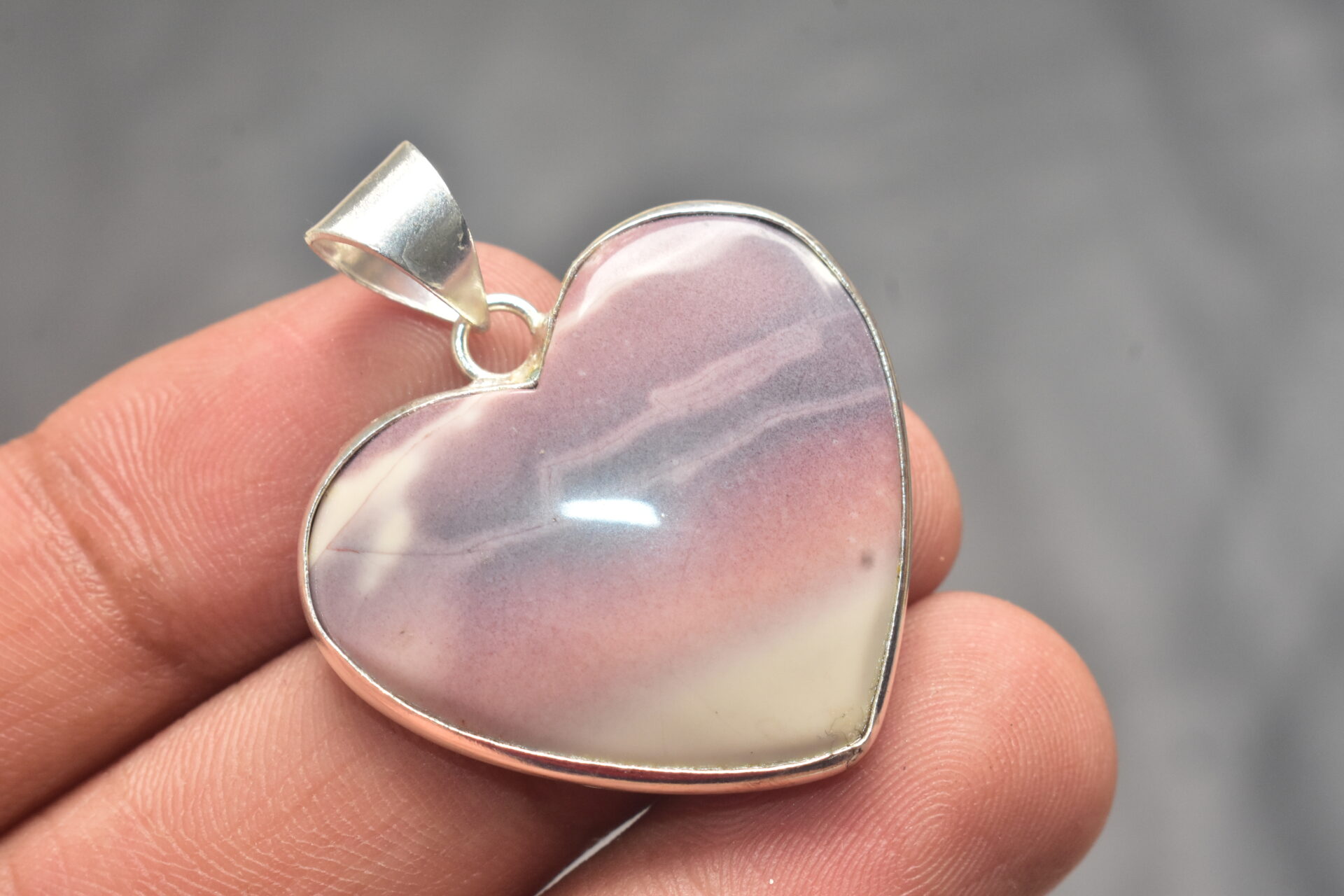 Porcelain Jasper Cabochon / Plated Silver Pendant / For Jewelry / Heart Shape / Loose Gemstone Jewelrys A-270