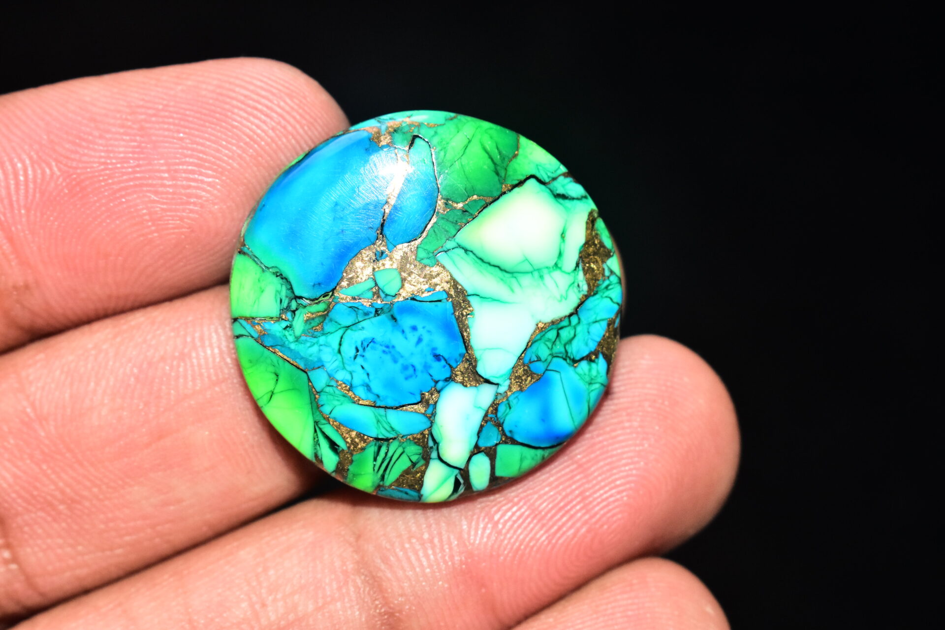 Green Copper Turquoise Cabochon / Copper Turquoise Gemstone / Round Shape / 37.45 ct. / 28x5 mm. / Loose Gemstone / Q-602 - Image 4