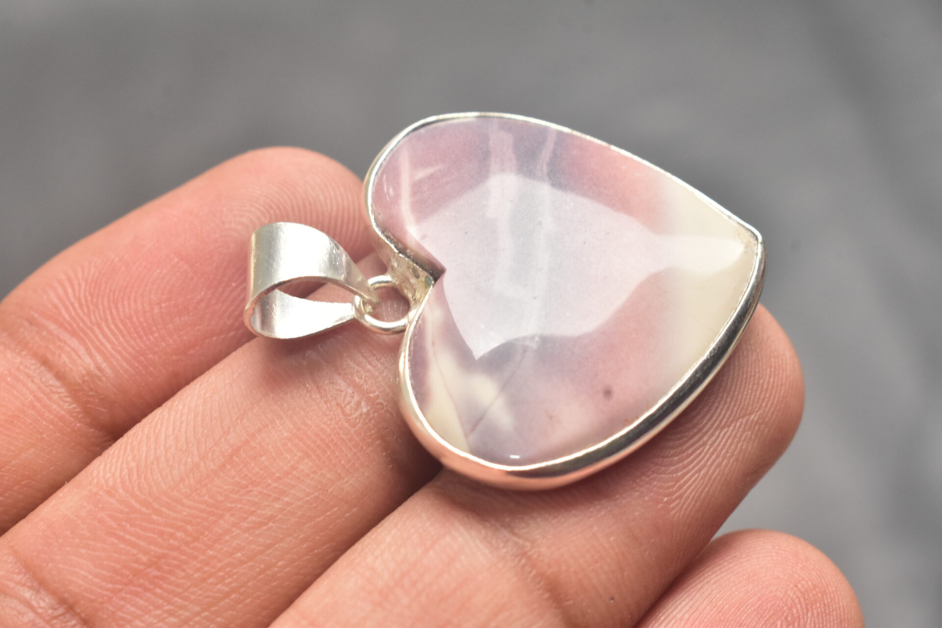 Porcelain Jasper Cabochon / Plated Silver Pendant / For Jewelry / Heart Shape / Loose Gemstone Jewelrys A-270 - Image 4