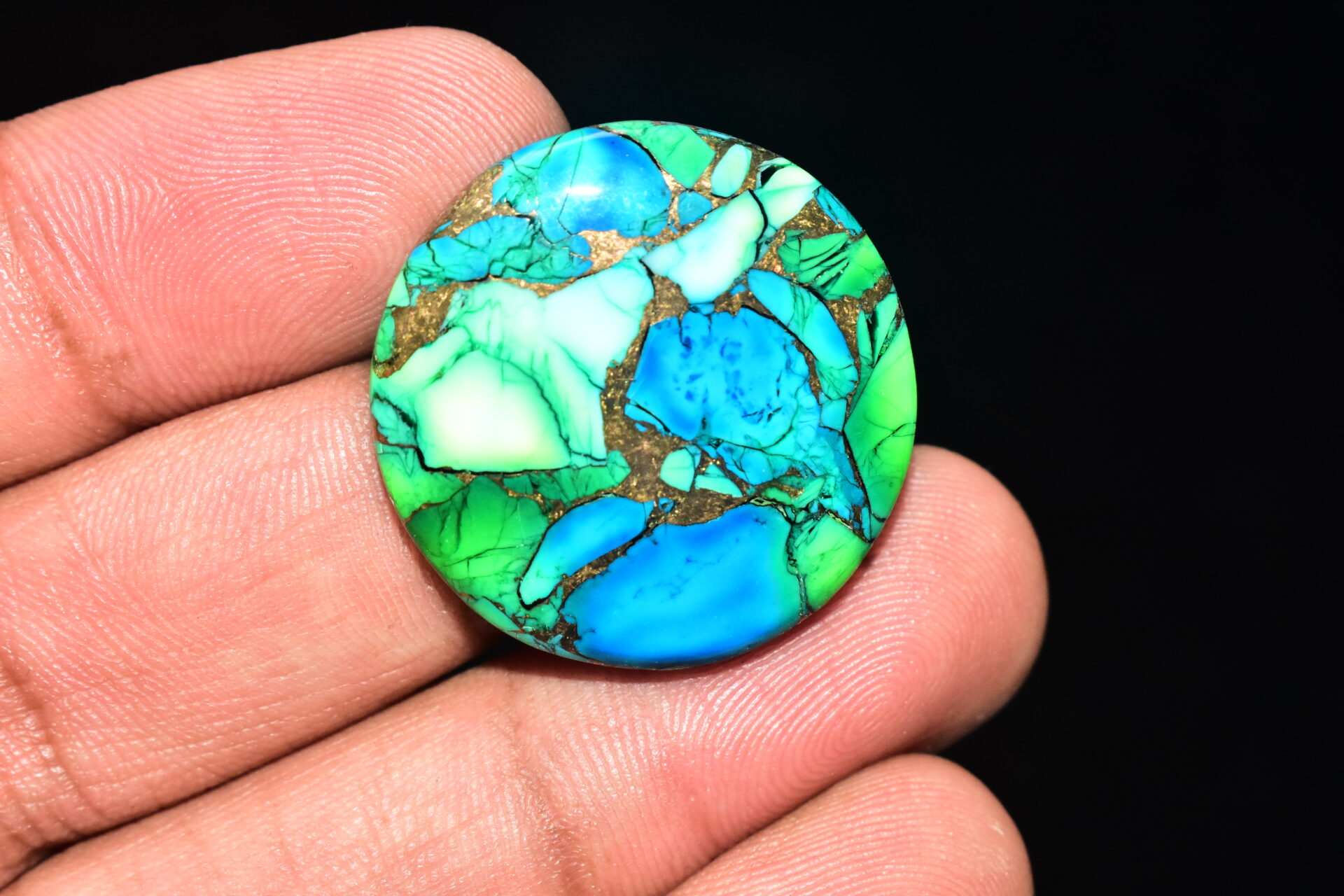 Green Copper Turquoise Cabochon / Copper Turquoise Gemstone / Round Shape / 37.45 ct. / 28x5 mm. / Loose Gemstone / Q-602 - Image 5