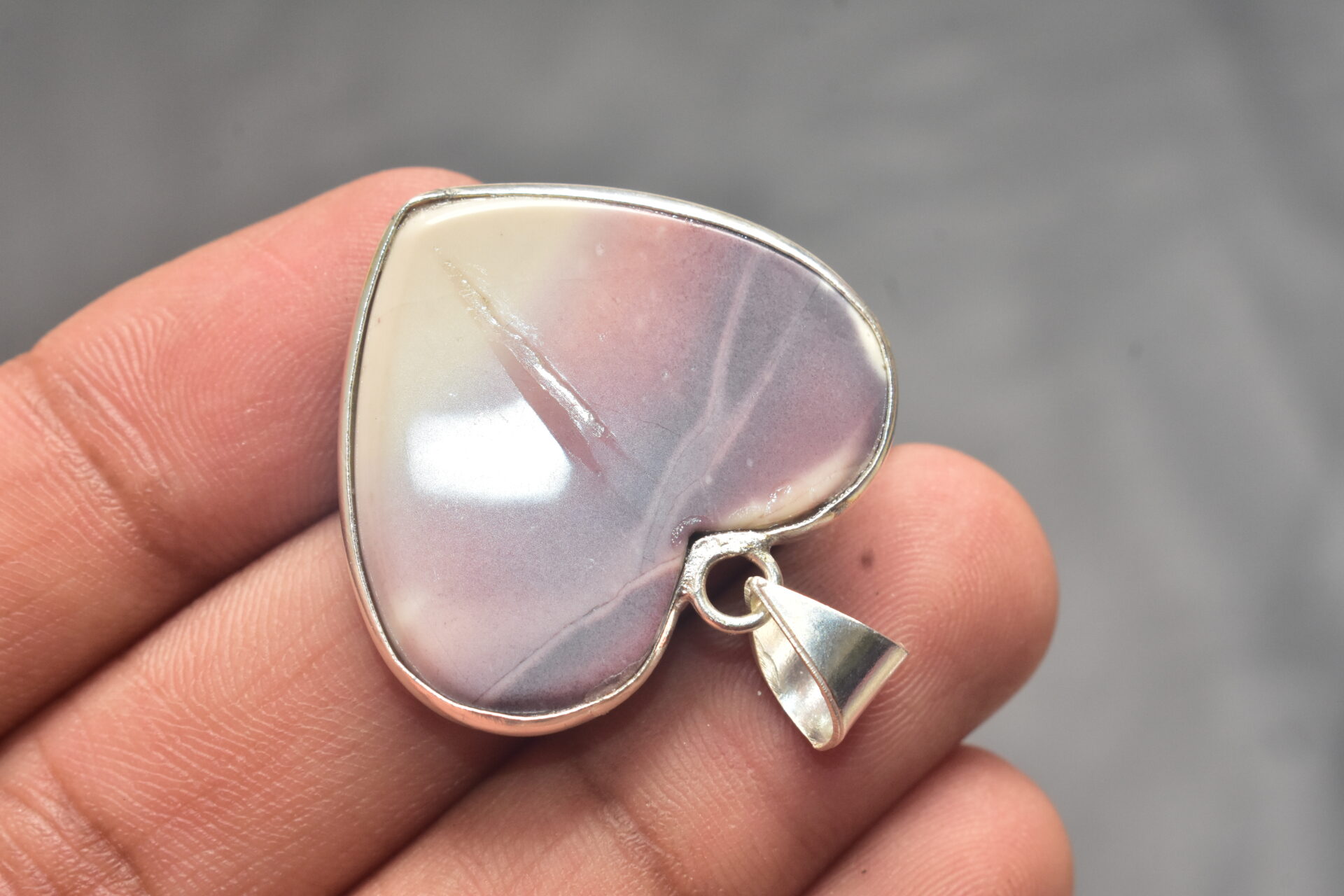 Porcelain Jasper Cabochon / Plated Silver Pendant / For Jewelry / Heart Shape / Loose Gemstone Jewelrys A-270 - Image 5