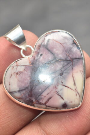 Porcelain Jasper Cabochon / Plated Silver Pendant / For Jewelry / Heart Shape / Loose Gemstone Jewelrys A-281