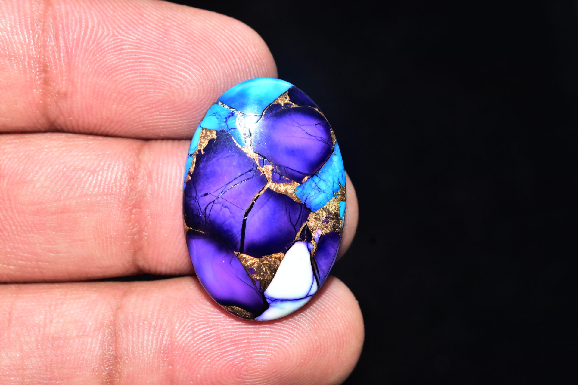 Blue Copper Turquoise Cabochon / Turquoise Cabochon / Oval Shape / 26.05 ct. / 29x19x5 mm. / Loose Gemstone / Q-600 - Image 5