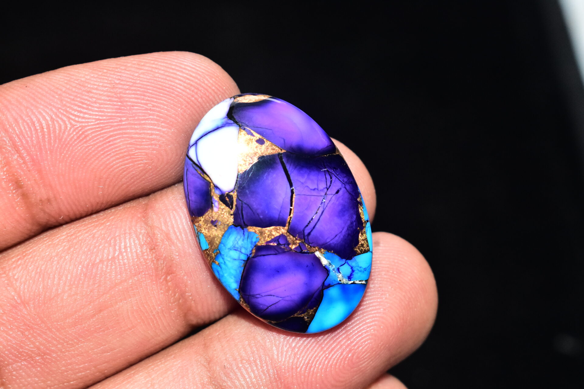 Blue Copper Turquoise Cabochon / Turquoise Cabochon / Oval Shape / 26.05 ct. / 29x19x5 mm. / Loose Gemstone / Q-600 - Image 4