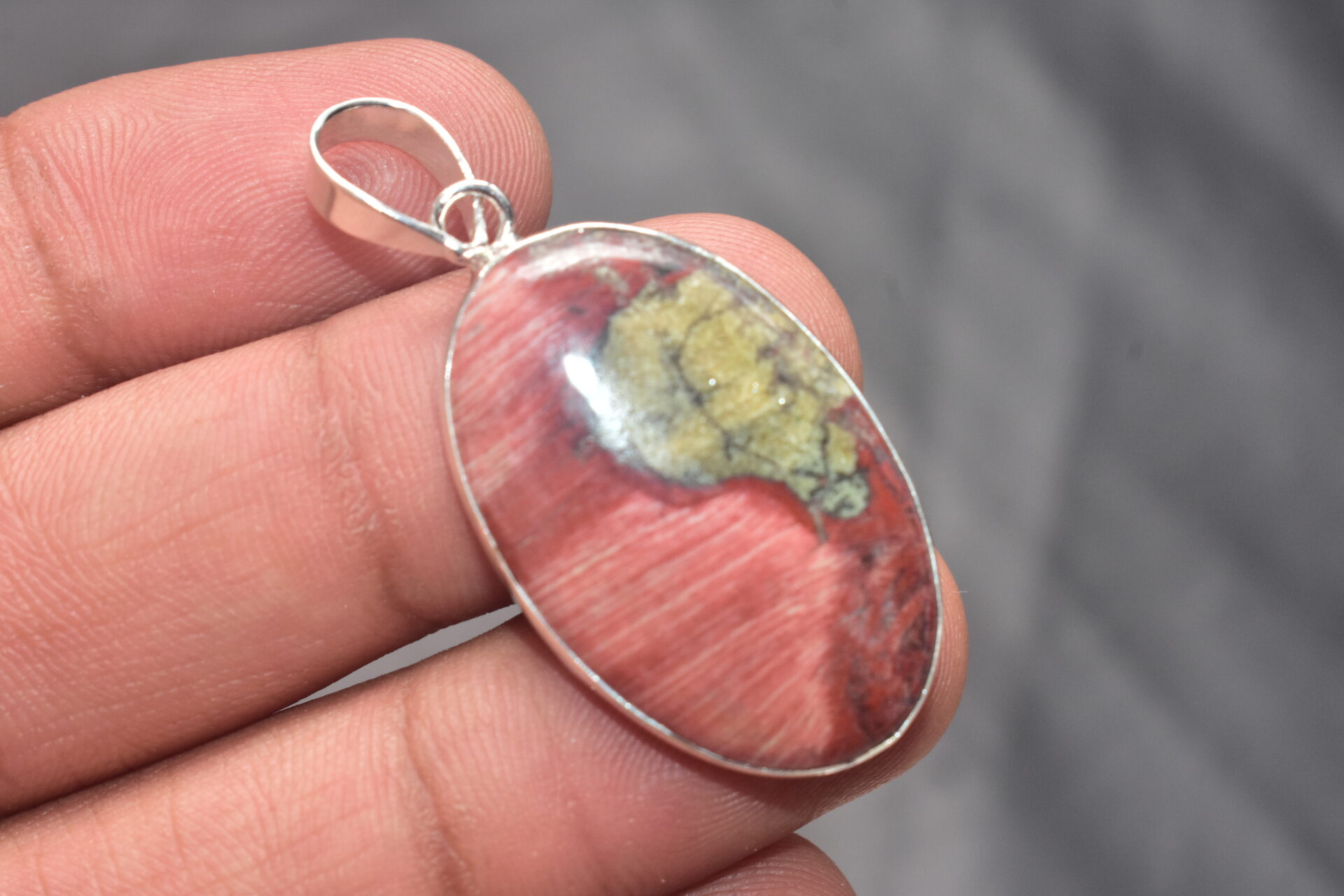 Red Jasper Cabochon / Plated Silver Pendant / For Jewelry / Oval Shape / Loose Gemstone Jewelrys A-272 - Image 5