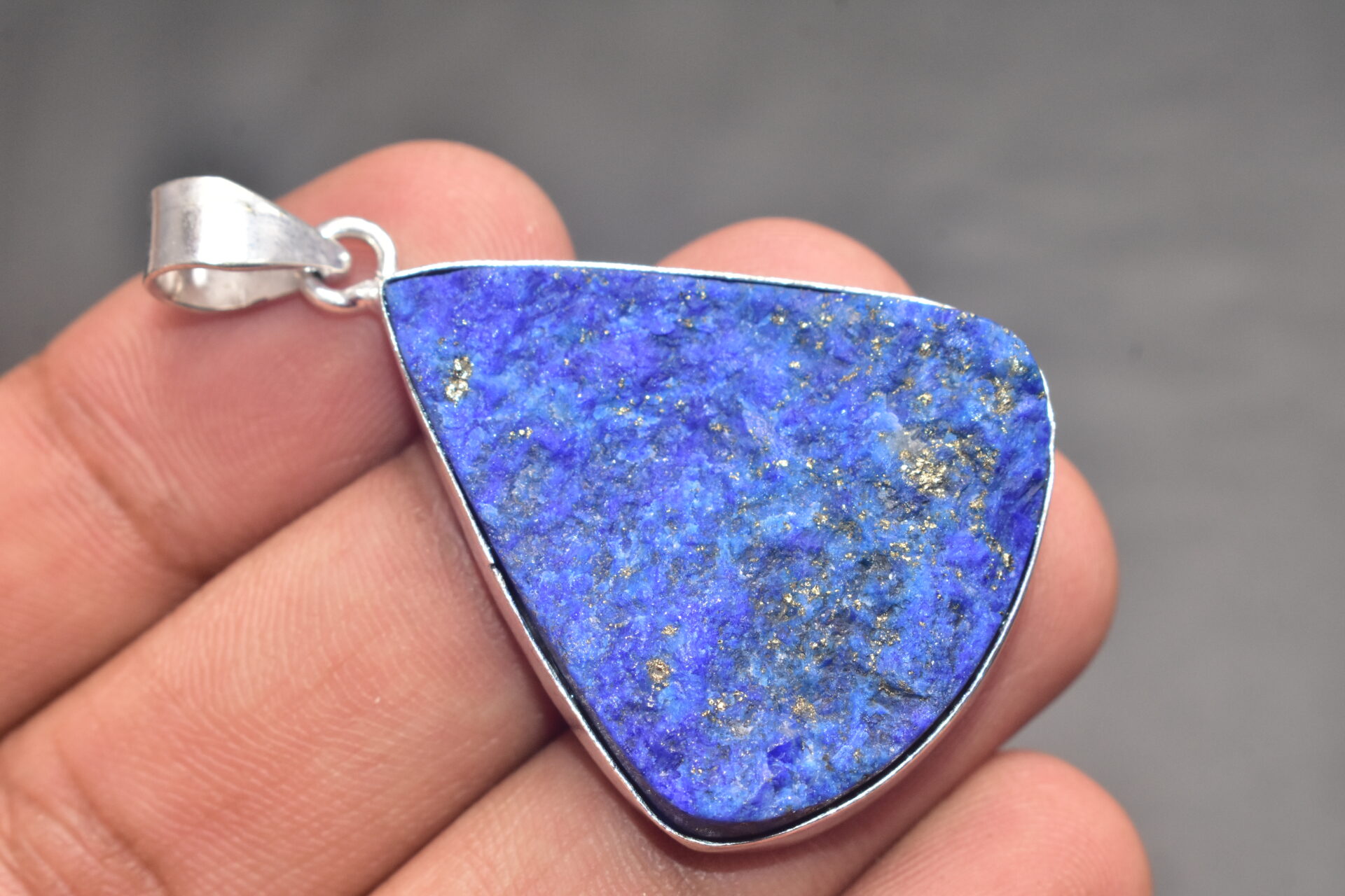 Lapis Lazuli Cabochon / Plated Silver Pendant / For Jewelry / Pear Shape / Loose Gemstone Jewelrys A-282 - Image 4