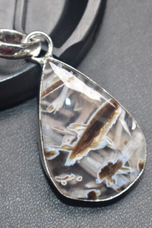 Stick Agate Cabochon / Plated Silver Pendant / For Jewelry / Pear Shape / Loose Gemstone Jewelrys A-269
