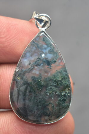 Moss Agate Cabochon / Plated Silver Pendant / For Jewelry / Pear Shape / Loose Gemstone Jewelrys A-278