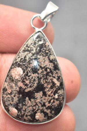 Flower Obsidian Cabochon / Plated Silver Pendant / For Jewelry / Pear Shape / Loose Gemstone Jewelrys A-276