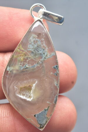 Moss Agate Cabochon / Plated Silver Pendant / For Jewelry / Freeform Shape / Loose Gemstone Jewelrys A-265