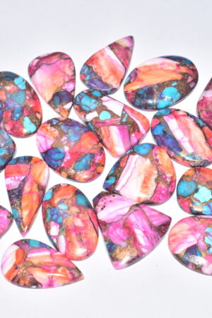 Top Grade !!! Spiny Oyster Copper Turquoise lot Cabochon / for Jewelry / Mix Shape And Size / 87.65 grams / Q- 817 / [ 19 Pc ]