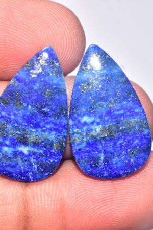 Lapis Lazuli Pair Cabochon / Lapis Lazuli Pair Gemstone / For Jewelry / Pear Shape / 28.45 ct. / 26x15x4 mm. / Loose Gemstone Q-703