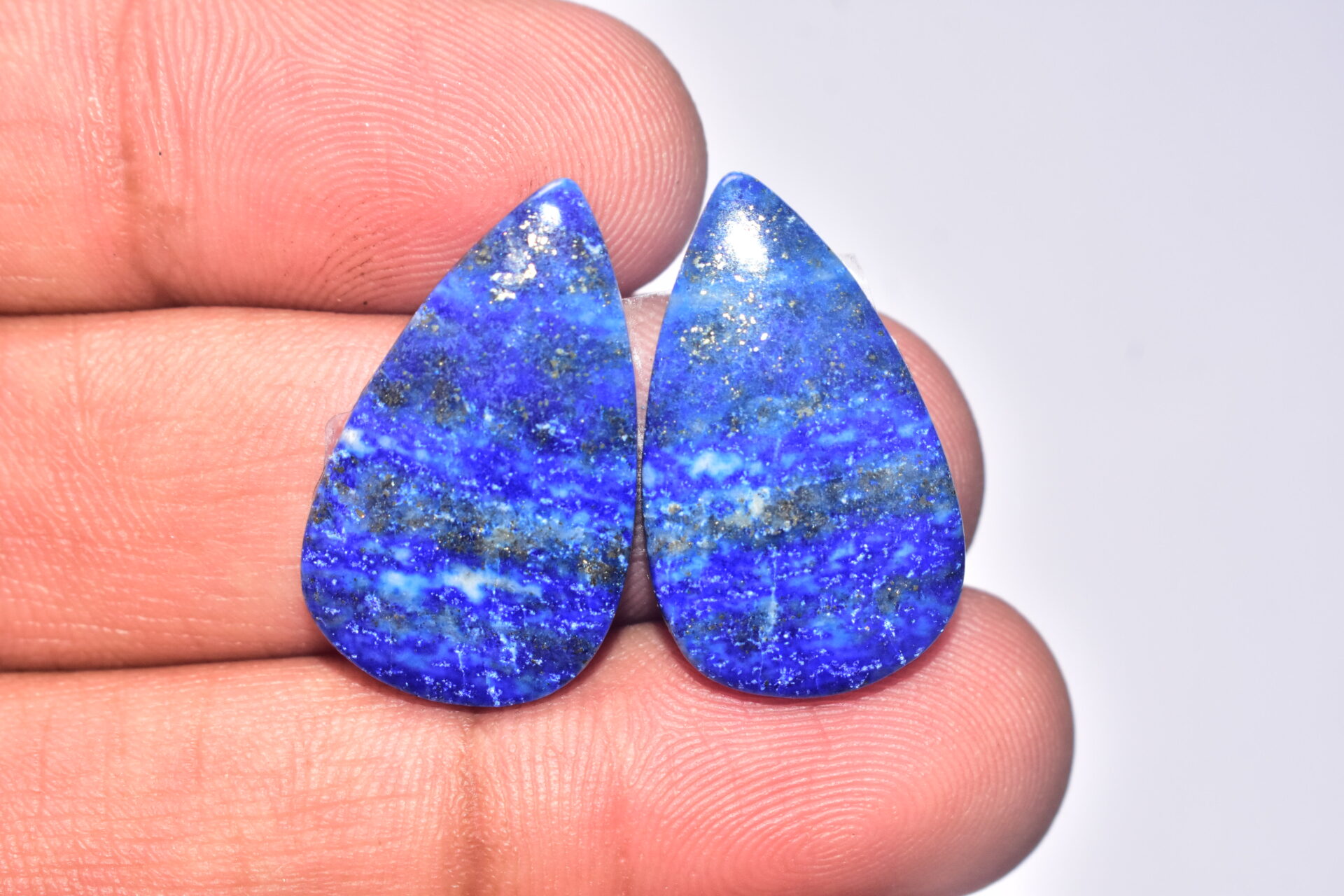 Lapis Lazuli Pair Cabochon / Lapis Lazuli Pair Gemstone / For Jewelry / Pear Shape / 28.45 ct. / 26x15x4 mm. / Loose Gemstone Q-703