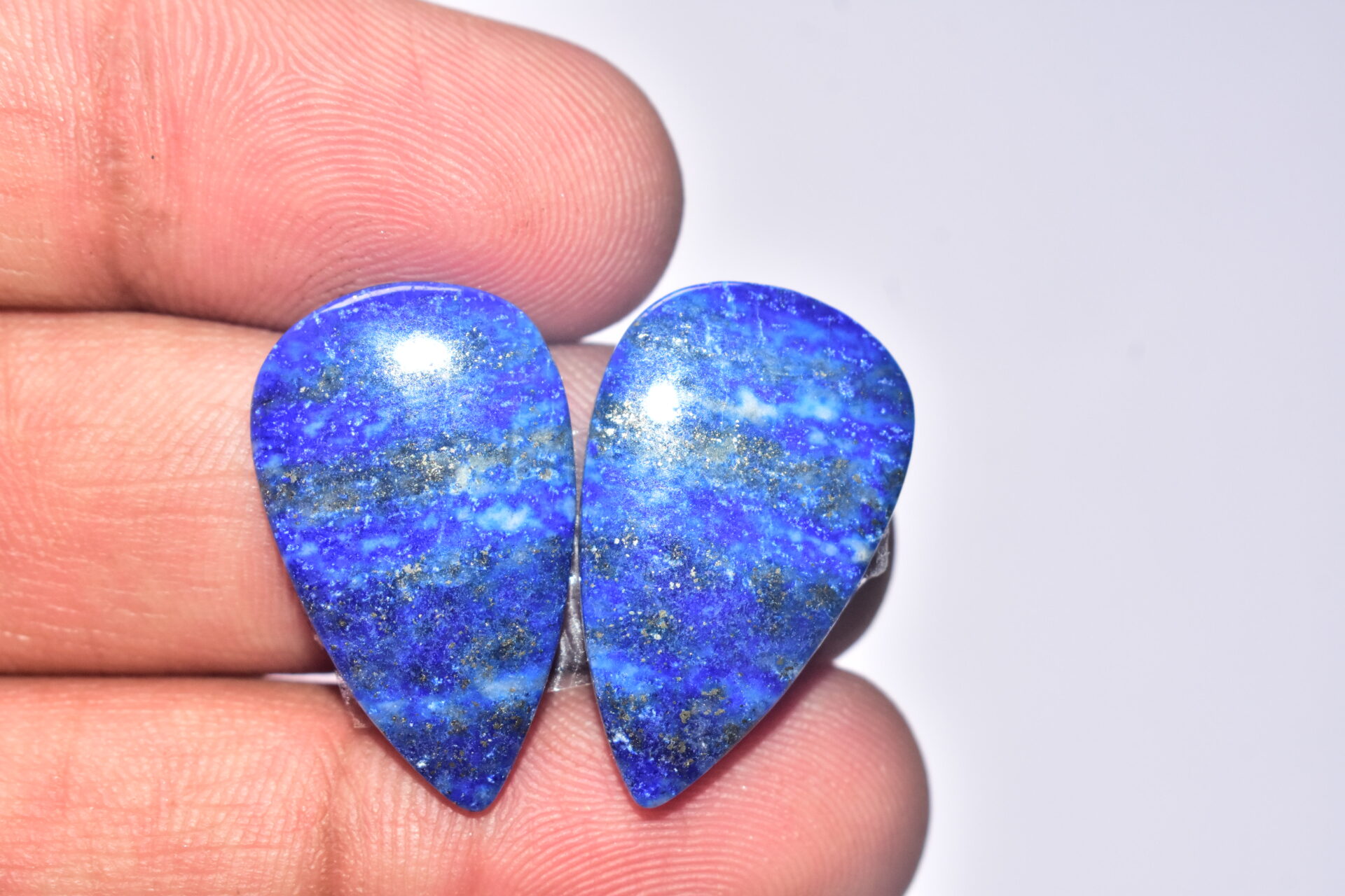 Lapis Lazuli Pair Cabochon / Lapis Lazuli Pair Gemstone / For Jewelry / Pear Shape / 28.45 ct. / 26x15x4 mm. / Loose Gemstone Q-703 - Image 3