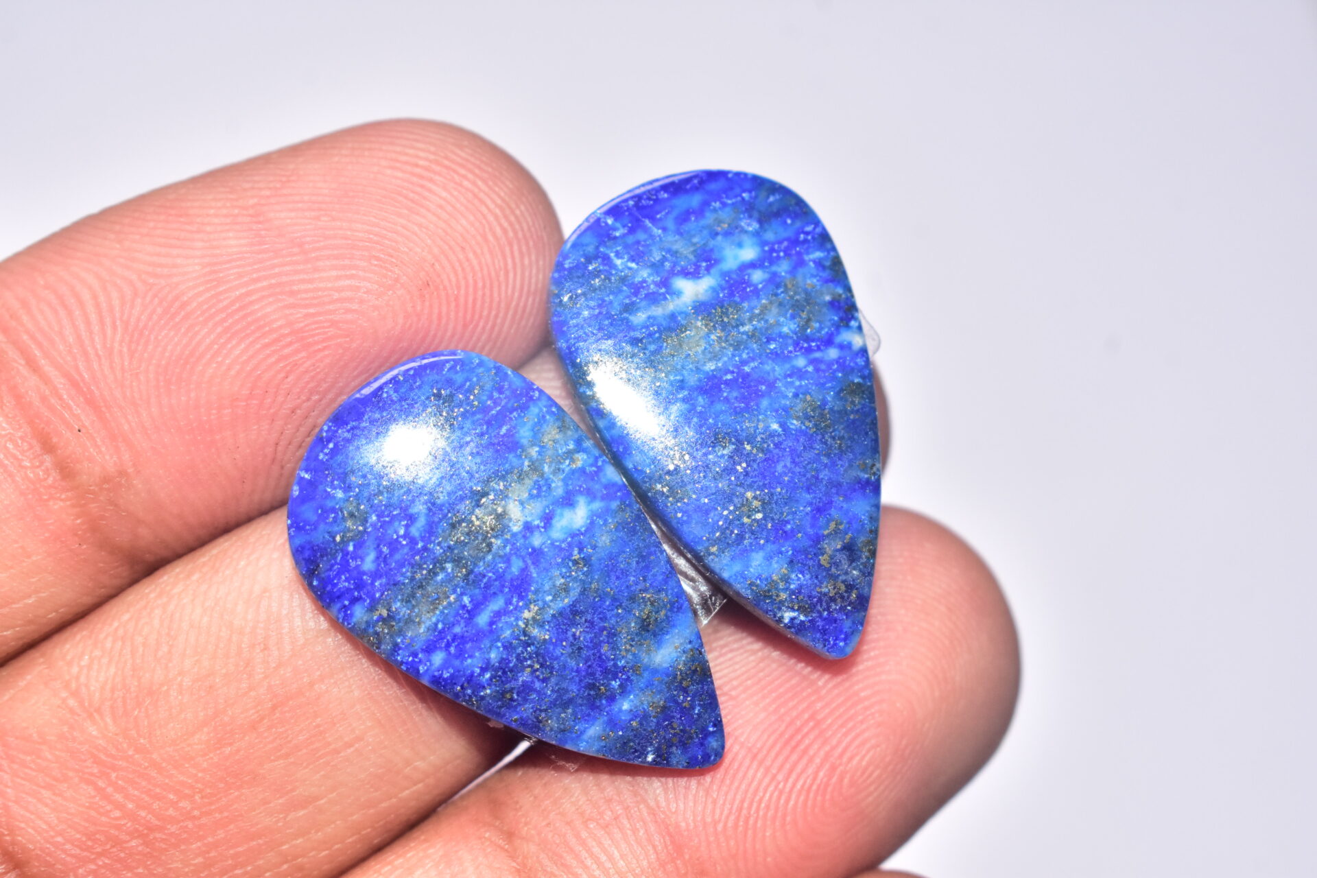 Lapis Lazuli Pair Cabochon / Lapis Lazuli Pair Gemstone / For Jewelry / Pear Shape / 28.45 ct. / 26x15x4 mm. / Loose Gemstone Q-703 - Image 4