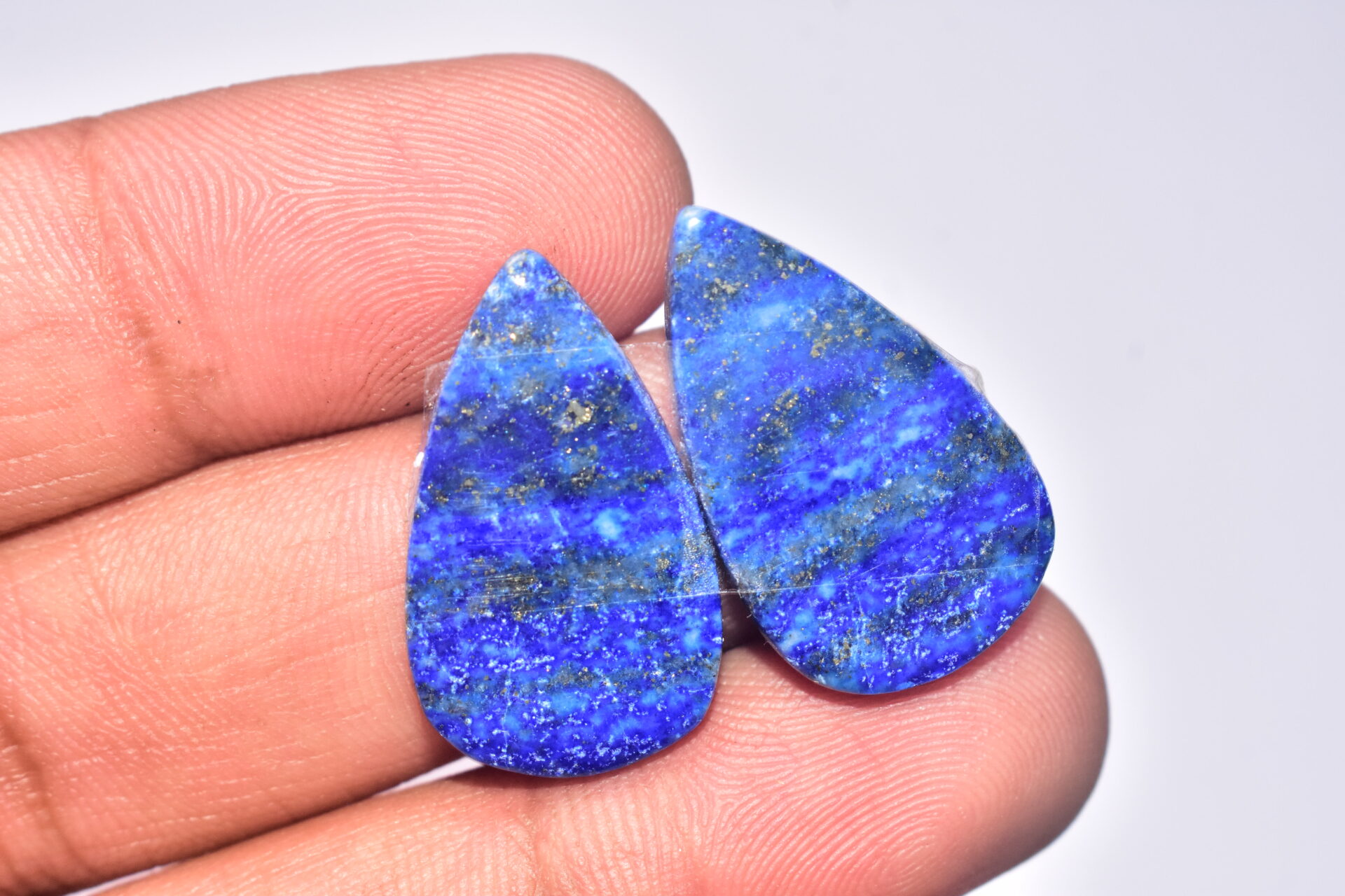 Lapis Lazuli Pair Cabochon / Lapis Lazuli Pair Gemstone / For Jewelry / Pear Shape / 28.45 ct. / 26x15x4 mm. / Loose Gemstone Q-703 - Image 5