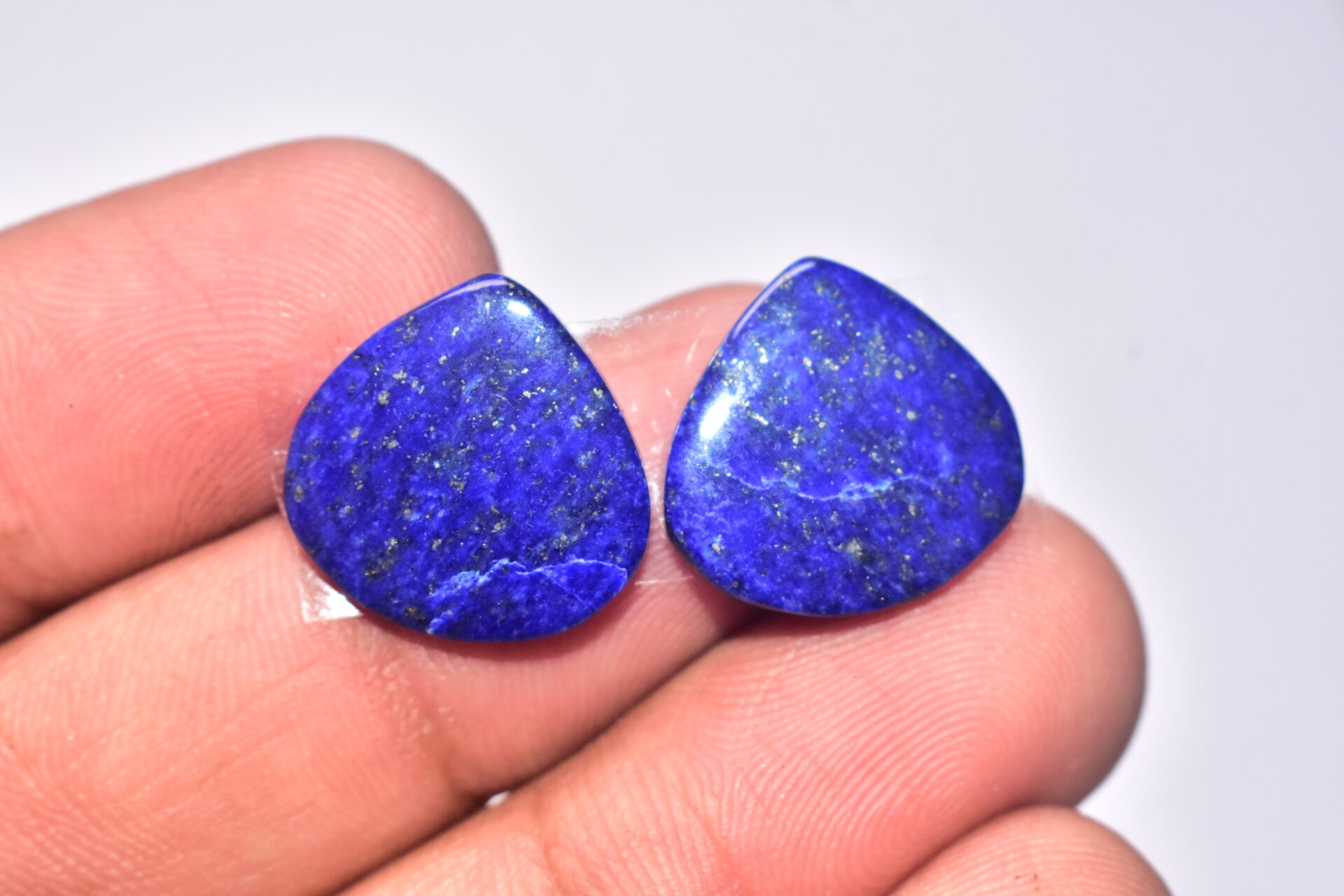 Lapis Lazuli Pair Cabochon / Lapis Lazuli Pair Gemstone / For Jewelry / Pear Shape / 15.70 ct. / 16x17x3 mm. / Loose Gemstone Q-717