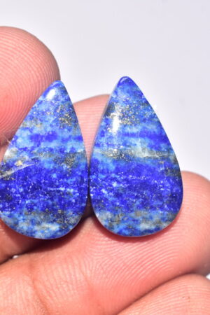 Lapis Lazuli Pair Cabochon / Lapis Lazuli Pair Gemstone / For Jewelry / Pear Shape / 21.30 ct. / 21x13x4 mm. / Loose Gemstone Q-716
