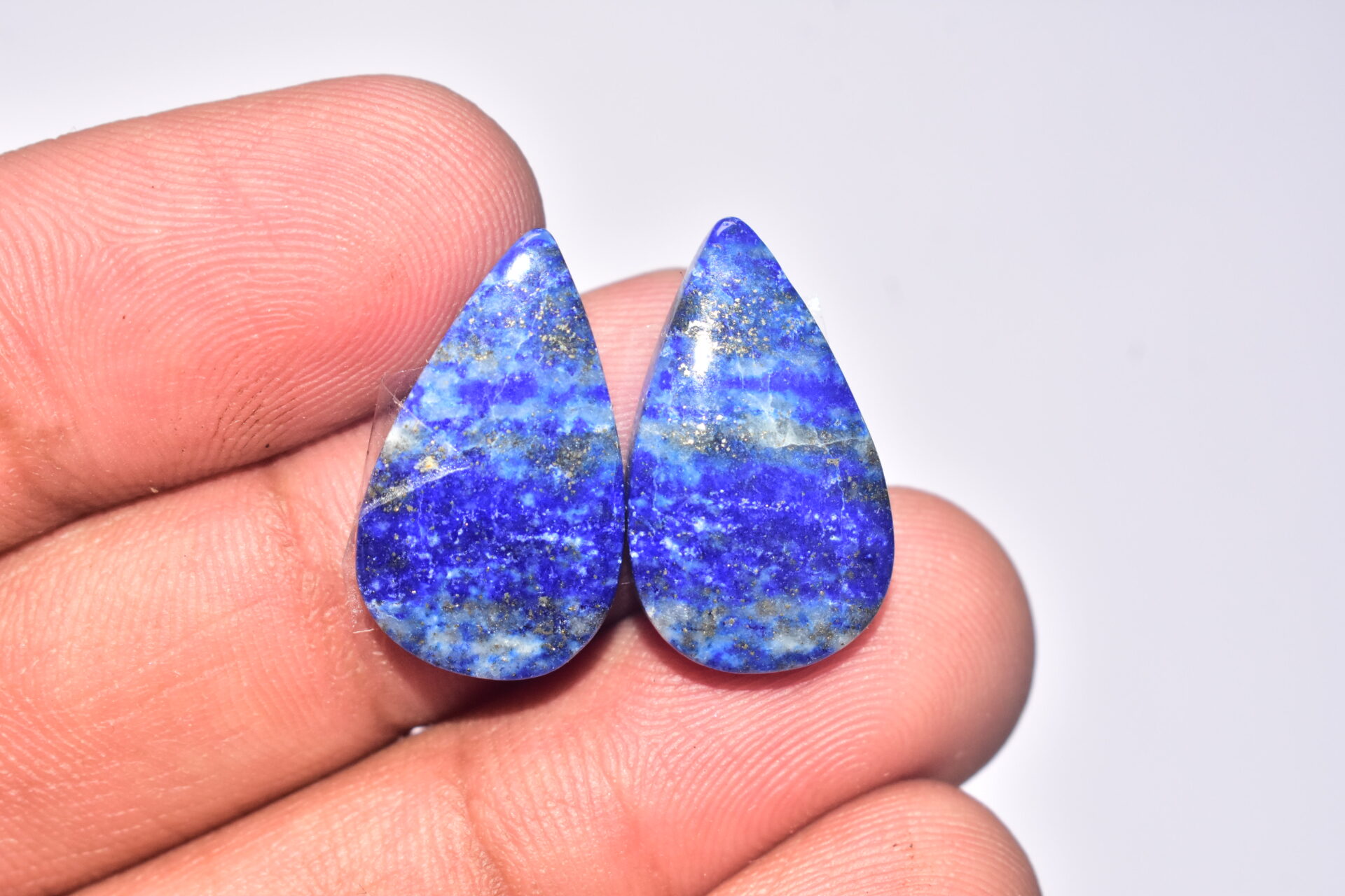 Lapis Lazuli Pair Cabochon / Lapis Lazuli Pair Gemstone / For Jewelry / Pear Shape / 21.30 ct. / 21x13x4 mm. / Loose Gemstone Q-716