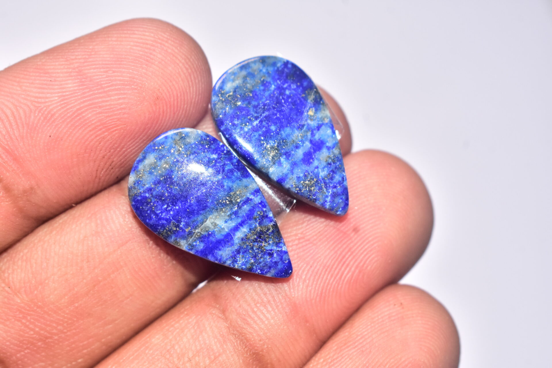 Lapis Lazuli Pair Cabochon / Lapis Lazuli Pair Gemstone / For Jewelry / Pear Shape / 21.30 ct. / 21x13x4 mm. / Loose Gemstone Q-716 - Image 4
