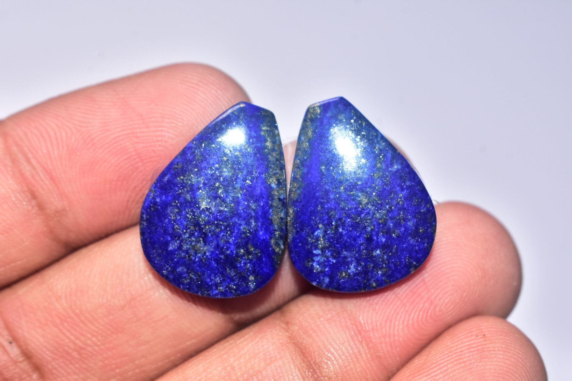 Lapis Lazuli Pair Cabochon / Lapis Lazuli Pair Gemstone / For Jewelry / Freeform Shape / 34.95 ct. / 22x17x5 mm. / Loose Gemstone Q-702