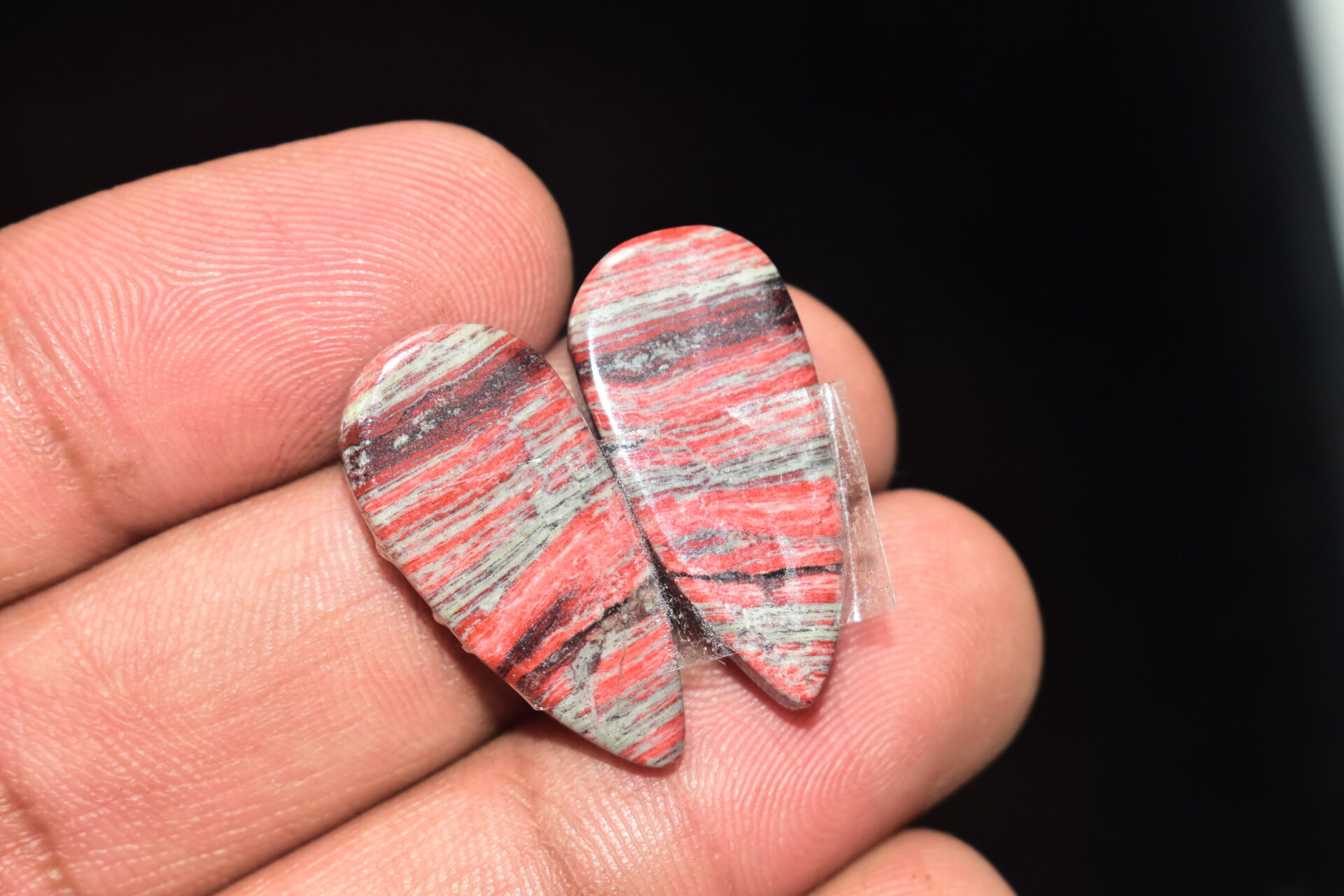 Red Jasper Pair Cabochon / Red Rainbow Jasper Pair Gemstone / For Jewelry / Pear Shape / 26.60 Ct. / 25x12x4 mm. Loose Gemstone / Q-745 - Image 5