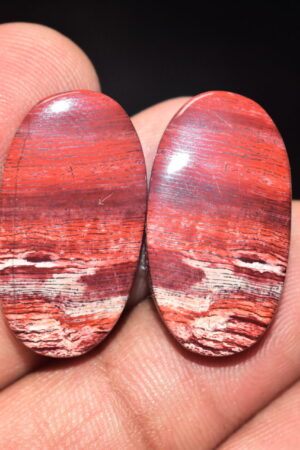 Snake Skin Jasper Pair Cabochon / Snake Skin Jasper Pair Gemstone / Oval Shape / 39.05 ct. / 26x14x5 mm. / Loose Gems / Q-725