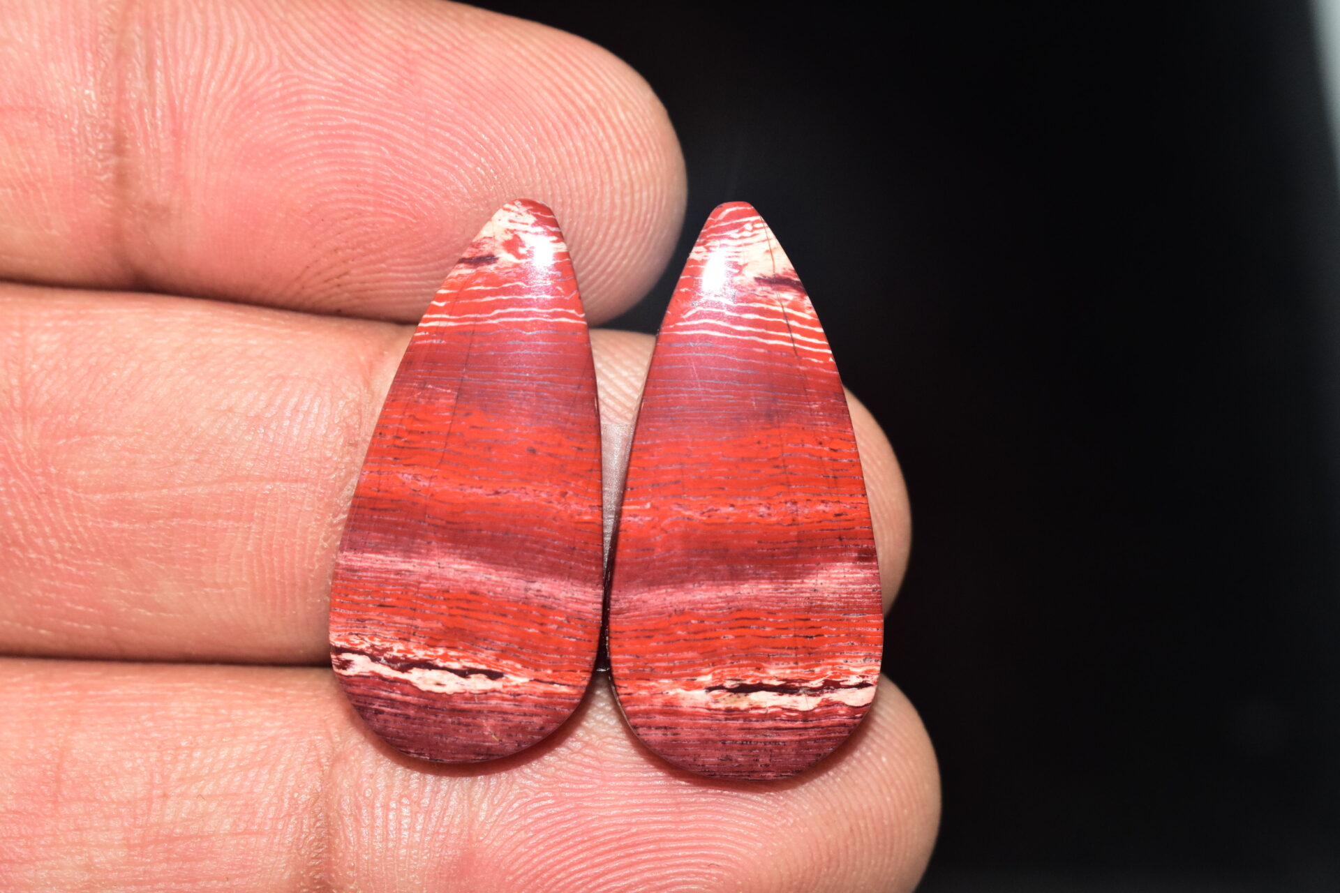 Snake Skin Jasper Pair Cabochon / Snake Skin Jasper Pair Gemstone / Pear Shape / 28.35 ct. / 27x13x4 mm. / Loose Gems / Q-722