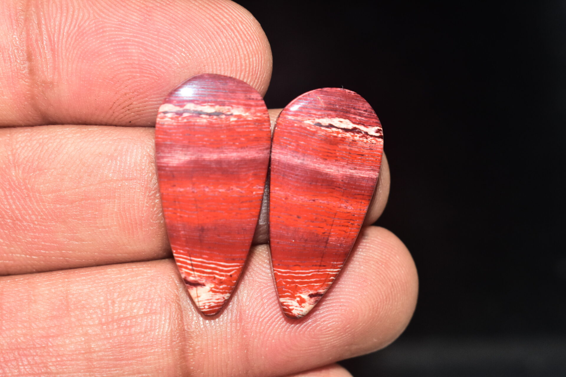 Snake Skin Jasper Pair Cabochon / Snake Skin Jasper Pair Gemstone / Pear Shape / 28.35 ct. / 27x13x4 mm. / Loose Gems / Q-722 - Image 3