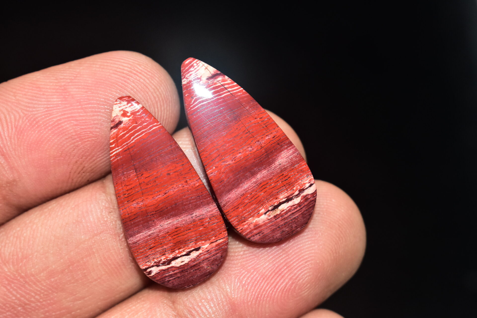 Snake Skin Jasper Pair Cabochon / Snake Skin Jasper Pair Gemstone / Pear Shape / 28.35 ct. / 27x13x4 mm. / Loose Gems / Q-722 - Image 4