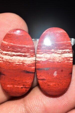 Snake Skin Jasper Pair Cabochon / Snake Skin Jasper Pair Gemstone / Oval Shape / 37.35 ct. / 26x14x5 mm. / Loose Gems / Q-721